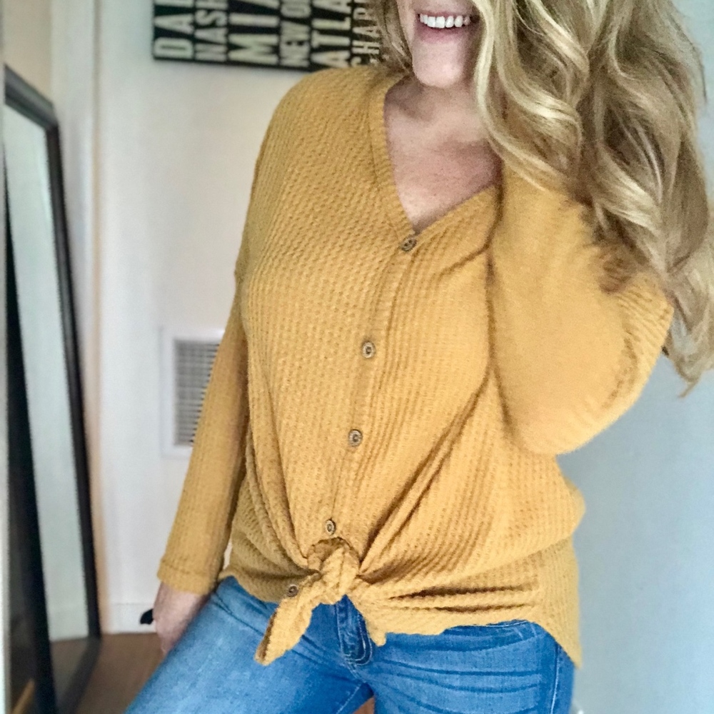 Jennifer Knot Tie Thermal - Mustard